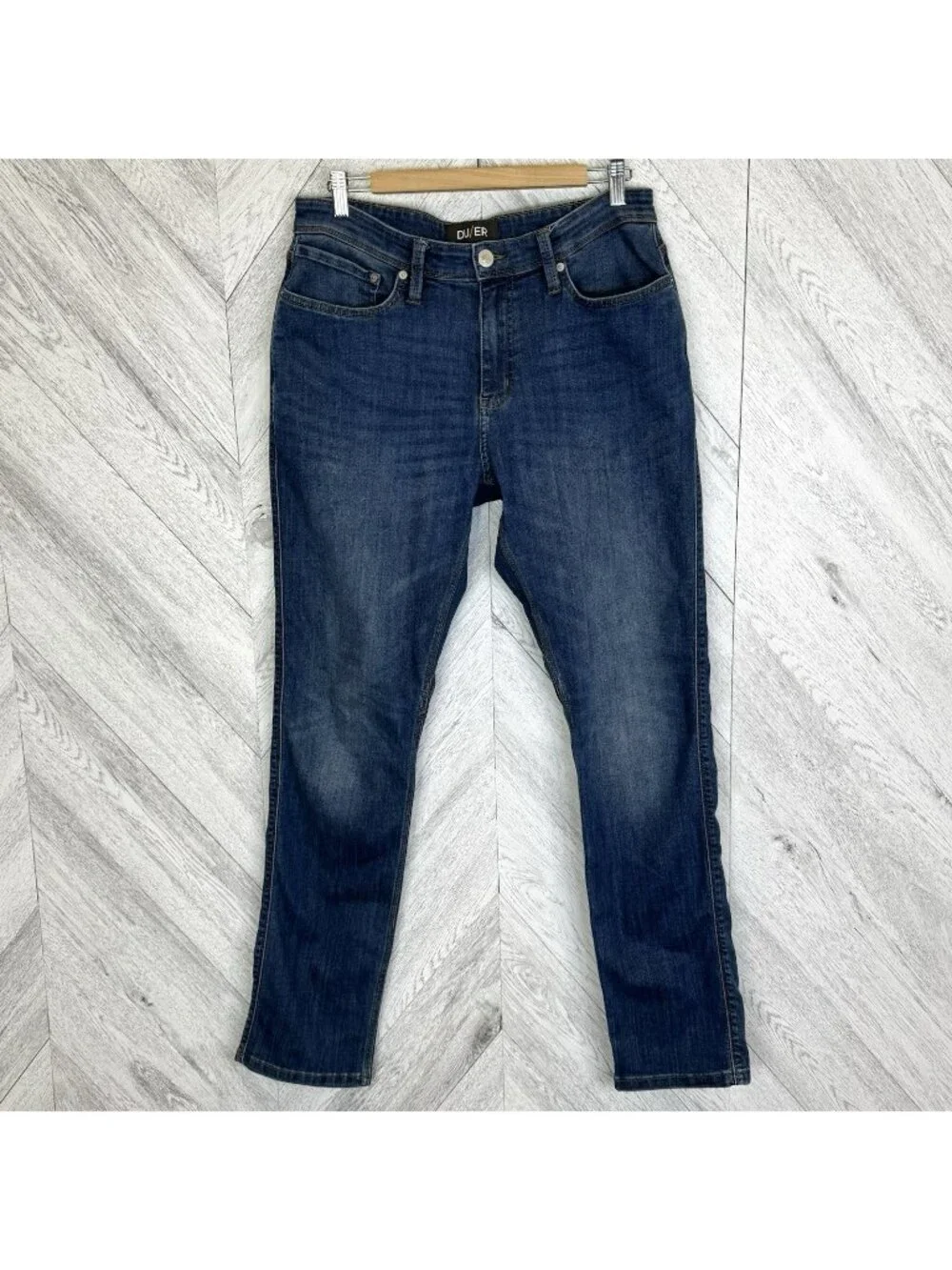 DU/ER Duer Jeans L2X Relaxed Taper Blue Denim Mens Size 34x33